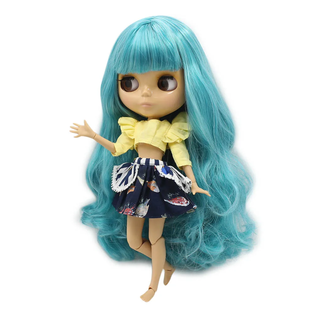 Neo Blythe Factory Nude Doll Rice Bhite+blue Hair Transparent Skin Jointed Body