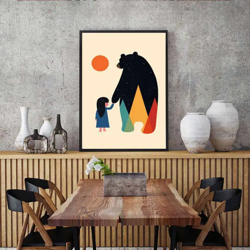 Amazing-Nordic-Style-Canvas-Painting-Harmonious-bear-kids-Art-Print-wall-Poster-Creative-Wall-Paper-for (2)