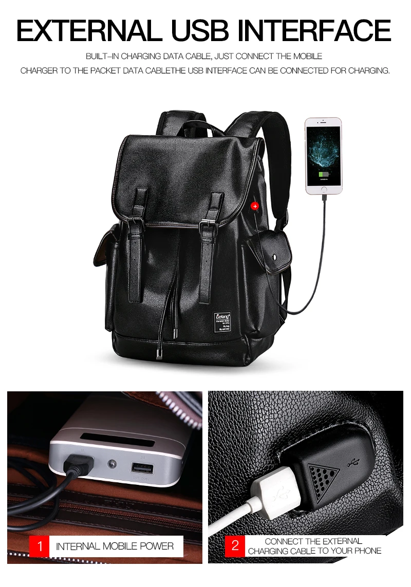 LIELANG кожаный мужской рюкзак 15,6 дюймов для ноутбука подростка, кожаный рюкзак для путешествий, школьная сумка, мужская сумка для отдыха