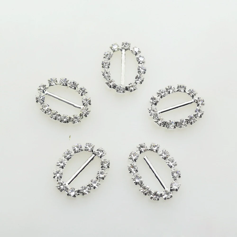 

10pcs/set 19*15MM Oval Rhinestone Buckles Crystal Jewelry Fitting for Dresses Wedding Cards Decoration DIY Hair Bow Accessories
