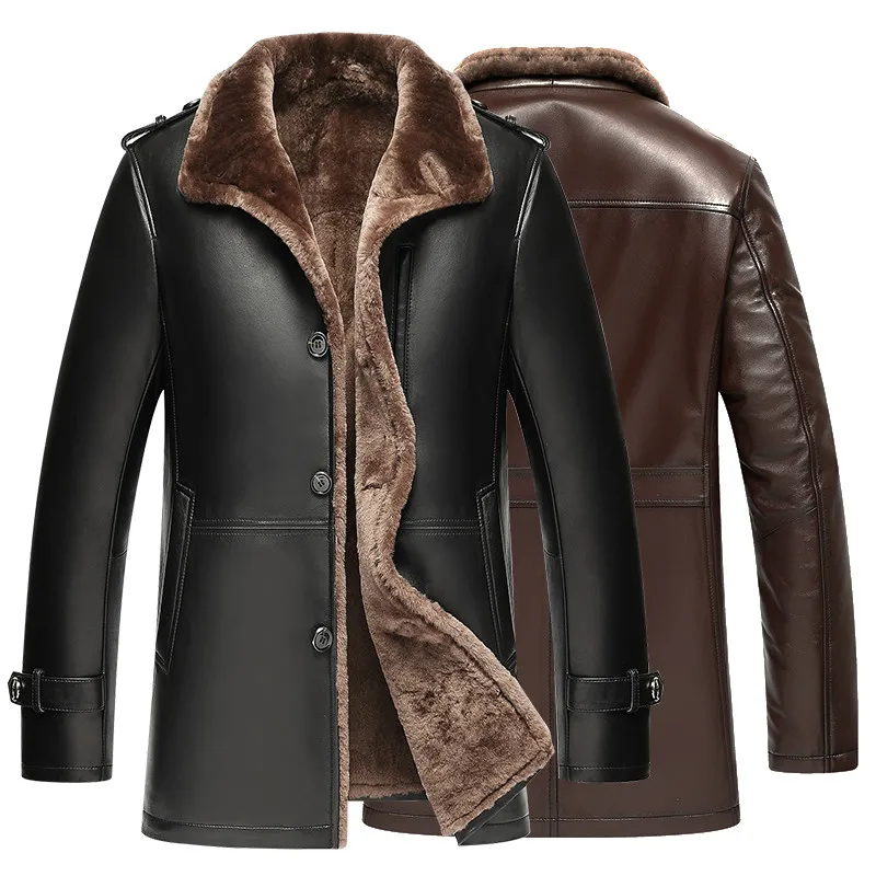 Men's Genuine Leather Jacket Real Sheepskin Coat for Men Winter Jacket