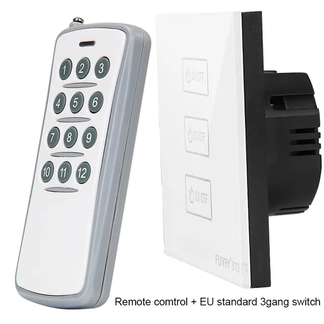 Funry Беспроводной Smart Remote Управление 12 кнопок настенный выключатель света аксессуары RF433 МГц 20 м DC 12 В/ 23A несколько Управление - Цвет: RC 3 gang switch