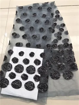 

African Sequins Lace Fabric 2019 Embroidered Nigerian Laces Fabrics High Quality French Tulle Lace Fabric For Women