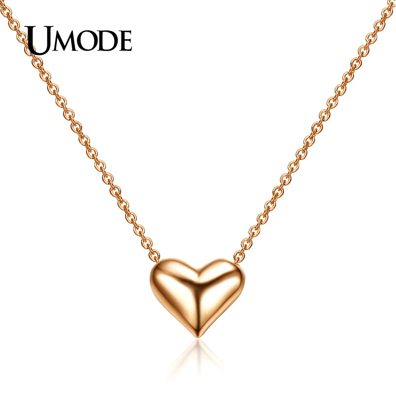 

UMODE Champagne Gold-Color High Polish 3 Dimensional Heart Jewellery necklaces & pendants JN0002A