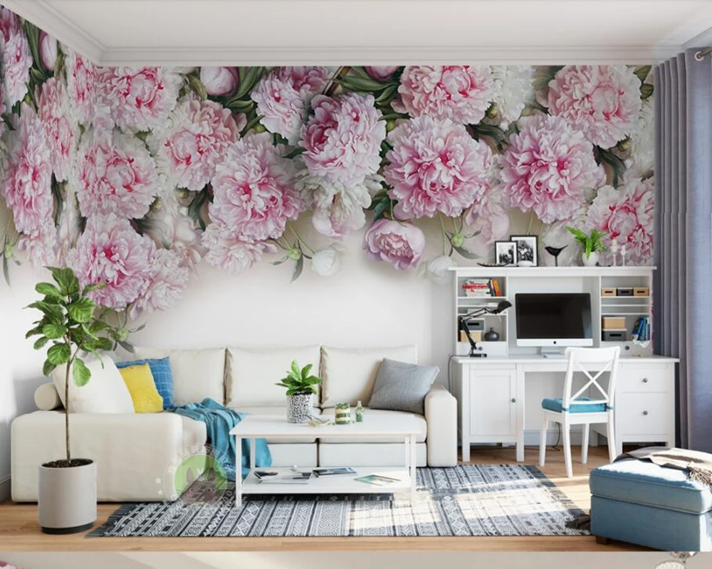 Европейский Романтический Пион цветок 3d Обои фреска papel де parede, гостиная ТВ диван стены спальня обои домашний декор кафе
