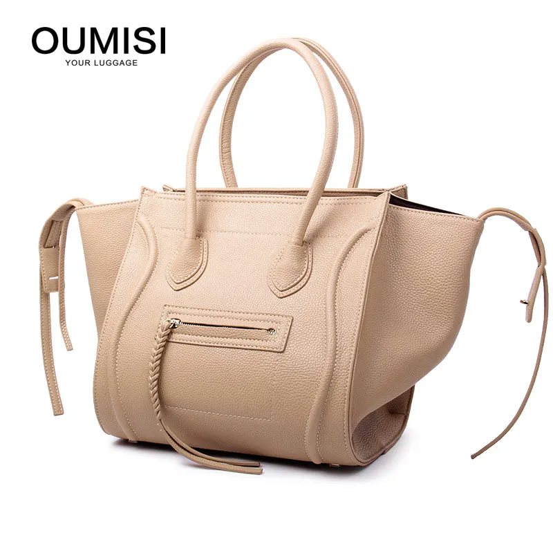 New Famous Designer Brand Luxury Women Leather Handbags Fashion Smile Face Tote Quality Trapeze Smiley Clutches Bolsa  BL