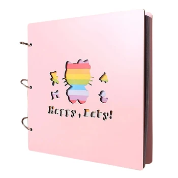 

Creative Cartoon Wooden 16 inch Color DIY Photo Album Ornaments Handmade Hollow Sculpture Baby Album Crafts Home Decoration Gift