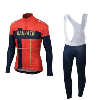 

2019 spring autumn pro team bahrain long sleeve cycling jersey kits breathable MTB quick dry bike clothing Ropa ciclismo gel pad