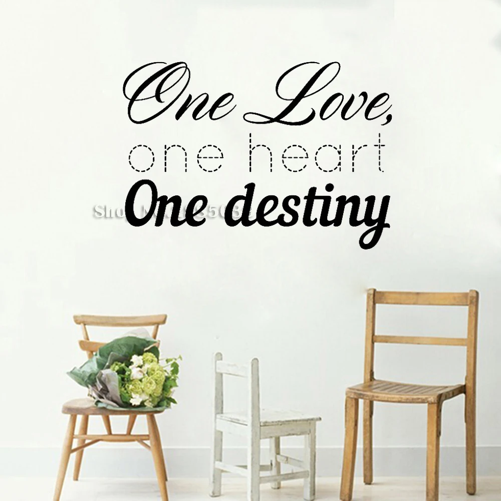 Amore Romantico Adesivo Murale Citazione One Love One Heart One Destino Arte Vinile Soggiorno Parole Da Parete Decalcomanie Camera Moderna Per Coppie 