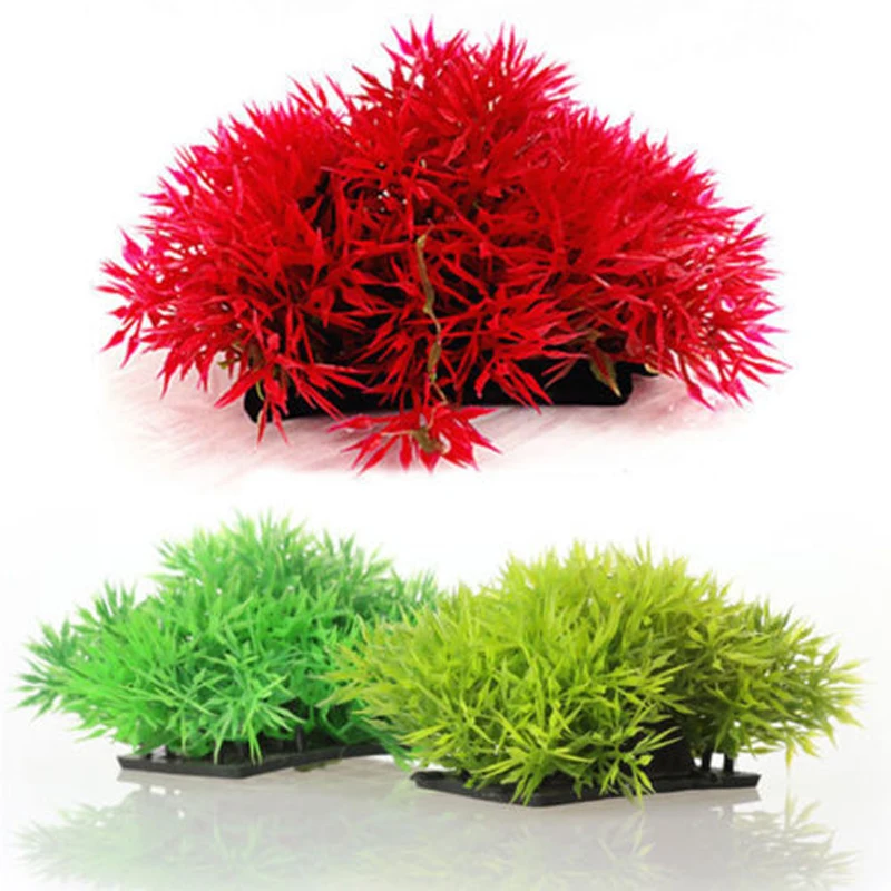 FD1573 Aquarium Artificial Grass Water Weed Ornament Plant Fish Tank ~Red 1pc~ 