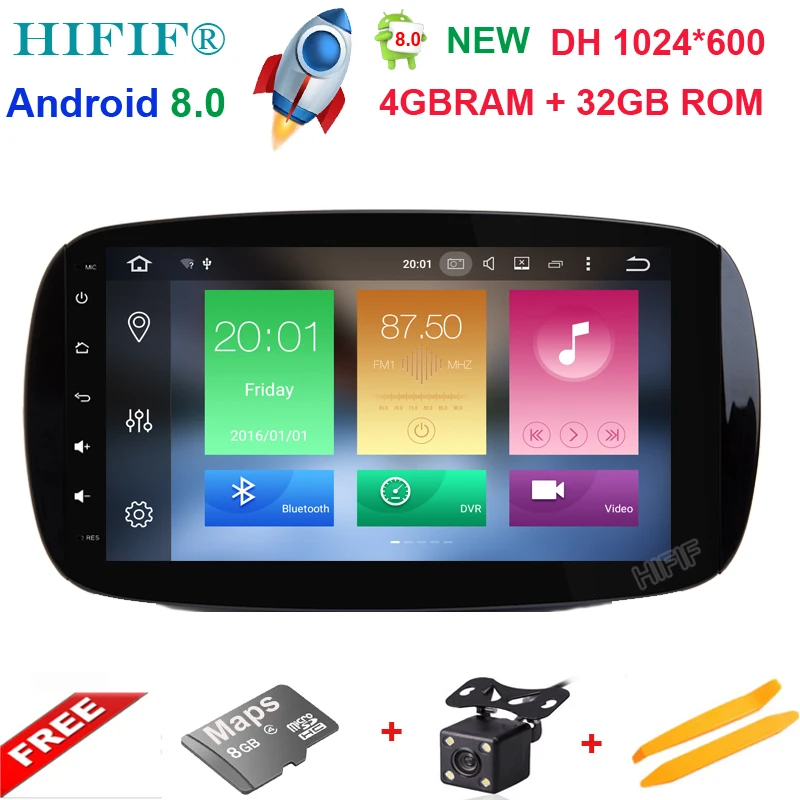 #*Cheap HIFIF For Mercedes Benz Smart Qcta 8 core RAM 4G ROM 32G Android 8.0 2 Din CarRadio player GPS Stereo audio 4G WIFI mirror link