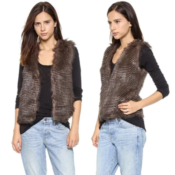 

Furs Fur Vest Europe And The United States Stripe Imitation Fur Vest Short Paragraph Artificial Fur Grass Vest FF033