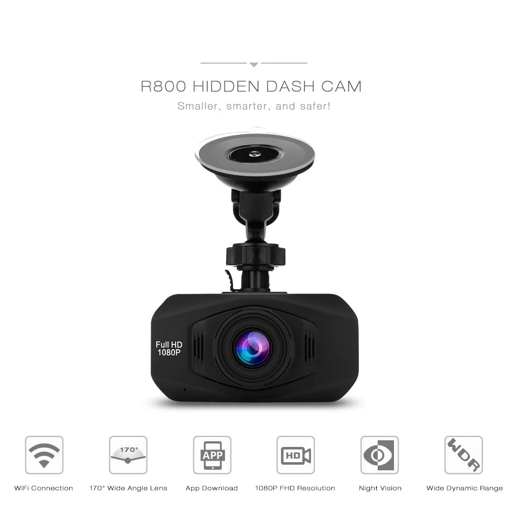 

R800 NT96658 Hidden Dash Cam Car DVR 1080P HD 170 Degree WDR Night Vision Camera Driving Recorder G-sensor Motion Detection