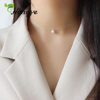 

Hongye Oblate Freshwater Pearls Necklaces Women's Jewelry Choker Neck Chain Fishing Wire Female Simplicity Collar Accessories