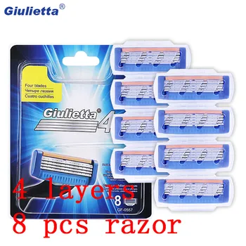 

Giulietta Multifunctional 8pcs/set Razor Blades for Men Facial Beard 4-Layer Blades Compatible for Giulietta Shaving Handle