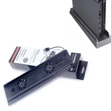 PS4 вертикальная подставка для Playstation 4, аксессуары для консоли, охлаждающий вентилятор, охлаждающая подставка, держатель, опорная подставка, кронштейн, 2 вентилятора PS 4