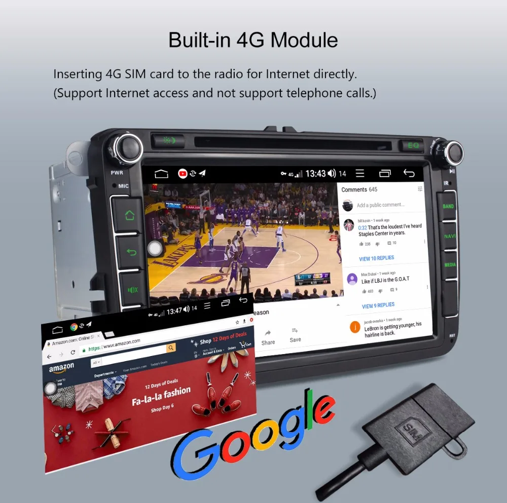 Excellent JOYING Android 8.1 car radio player 2 din autoradio support 4G Octa Core 4GB+64GB for Volkswagen/Seat/Skoda DSP free camera 11