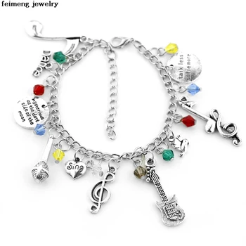 

Free Shipping And High Quality Crystal Beads Violin Microphone Accessories More Gift Fans Pink Bracelet Jewelry Wholesale