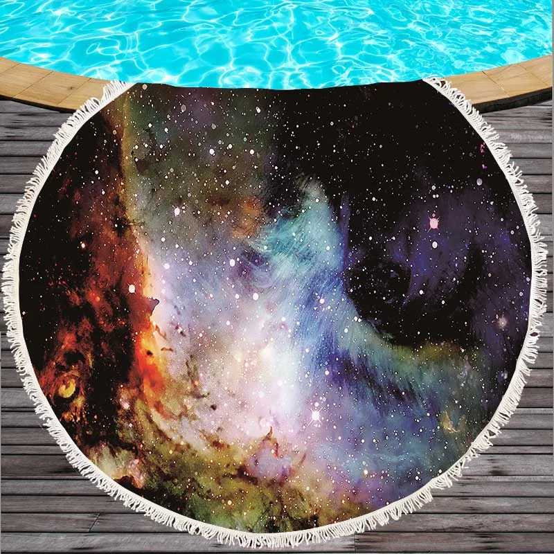 

starry sky Round Beach Towel for Adults Wolf Microfiber Tassel Towel Blanket Adult Large Bath Towel Tapestry Yoga Mat Swimwear