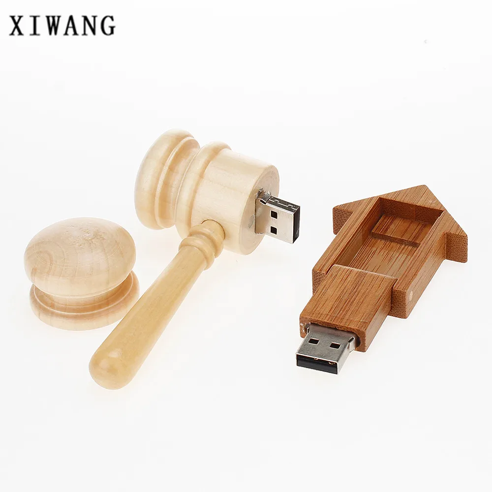 

Wood Hammer Pendrive usb flash Drive 4G 8GB 16G pen drive 32G 64GB 128gb usb Memory Stick Room USB Disk Wedding Gift custom logo