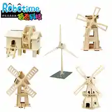 Robotime деревянная 3D модель головоломка собрать вместе солнечной энергии ветряная мельница ручная работа экологический двигатель подарок на день рождения игрушка 1 шт