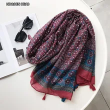 Новые модные женские шарфы ретро элегантность окрашенные кисточкой дизайн хиджаб шарф 10 шт./партия