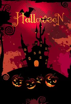 

Nightsky Castle Tree Halloween Pumpkin Backgrounds Vinyl cloth High quality Computer printed wall backdrops