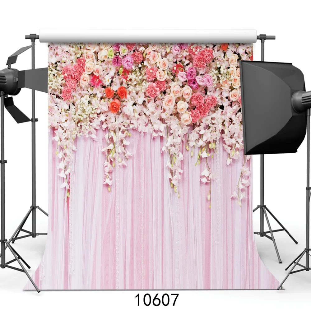 SJOLOON 웨딩 플라워 핑크 사진 배경 비닐 사진 배경 스튜디오 소품 10607 10x10ft