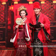 Большой Детский костюм принцессы династии Хань традиционные свадебные Hanfu костюм для жениха и невесты