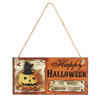 

Happy HALLOWEEN THE MAGIC BROOM CLOSET Rectangle Hanging Wall Sign Decoration for Halloween Party