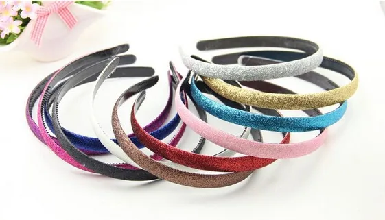 

Glitter Girls Hair Clasp Headband Satin Plastic Non-slip Glitter Hair Band Hair Band Head Hoop 60pcs /lot