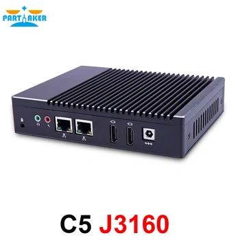

Partaker C5 Quad Core J3160 Fanless Mini PC PFsense Router Firewall Server With Windows Dual NICS Dual HDMI