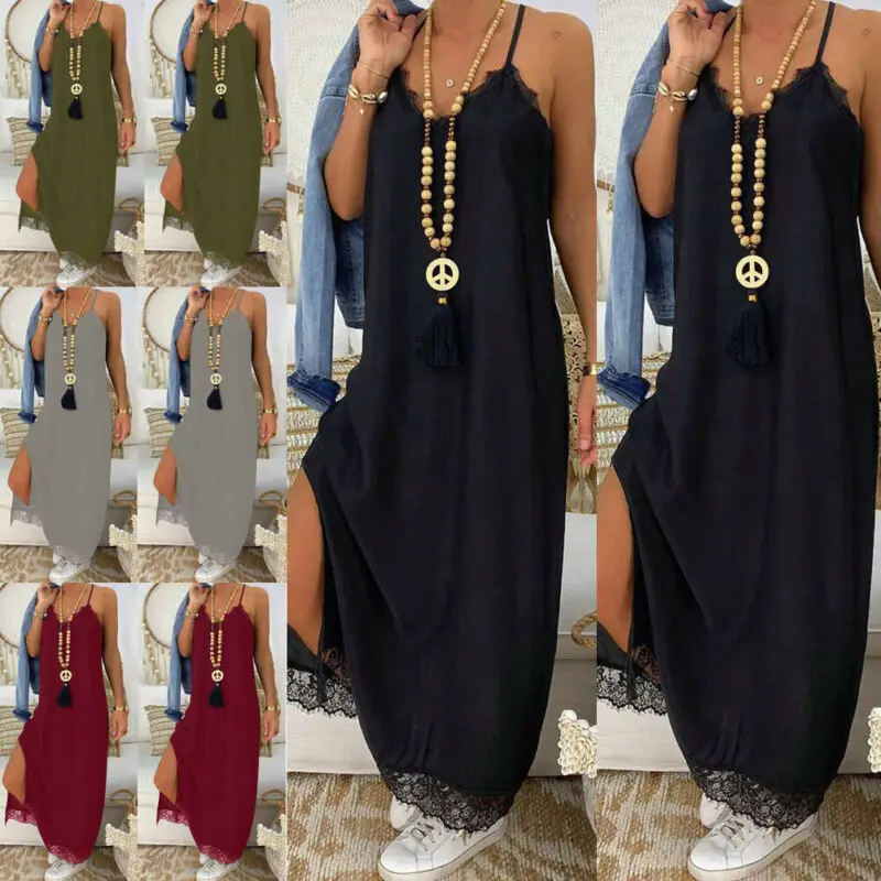 Women's Summer Boho Casual Long Maxi Evening Party Cocktail Beach Dress Sundress