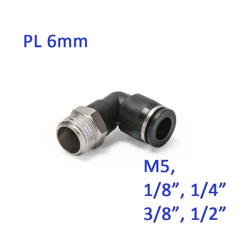 GOGO pneumatic PL 6 мм трубка M5 1/8 &quot1/4&quot 3/8 &quot1/2&quot PT резьба для мужского локтя 10 шт./лот |