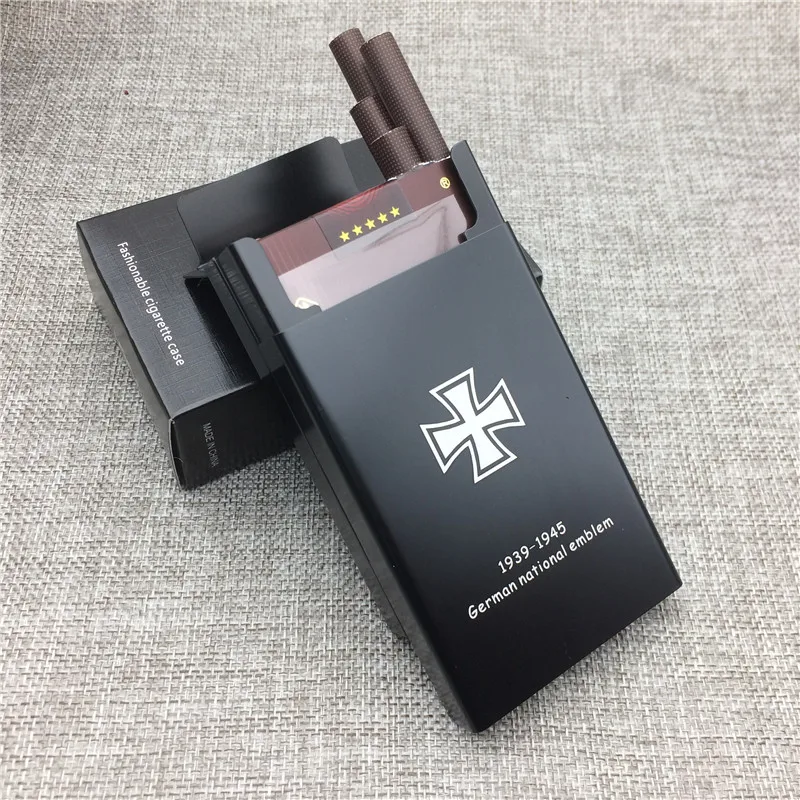 

LF006 Aluminium Alloy Cigarette Case Laser Carved Germeny Iron Cross Will Not Fade Cigarette Boxes Portable Boxes Smoking Boxes