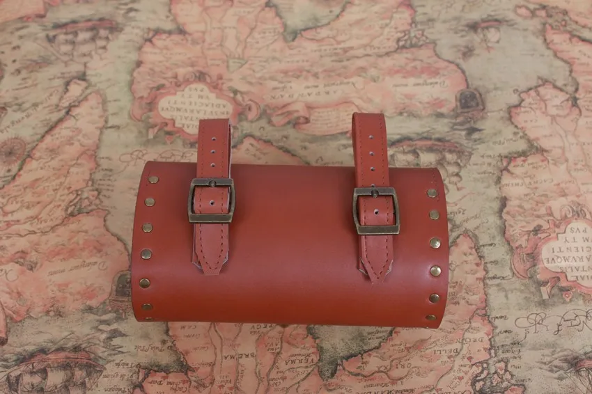 Top Vintage old bicycle faux saddle genuine leather cushion bag brooks bag hangback tool bag Leather saddle bag, bicycle handle 4