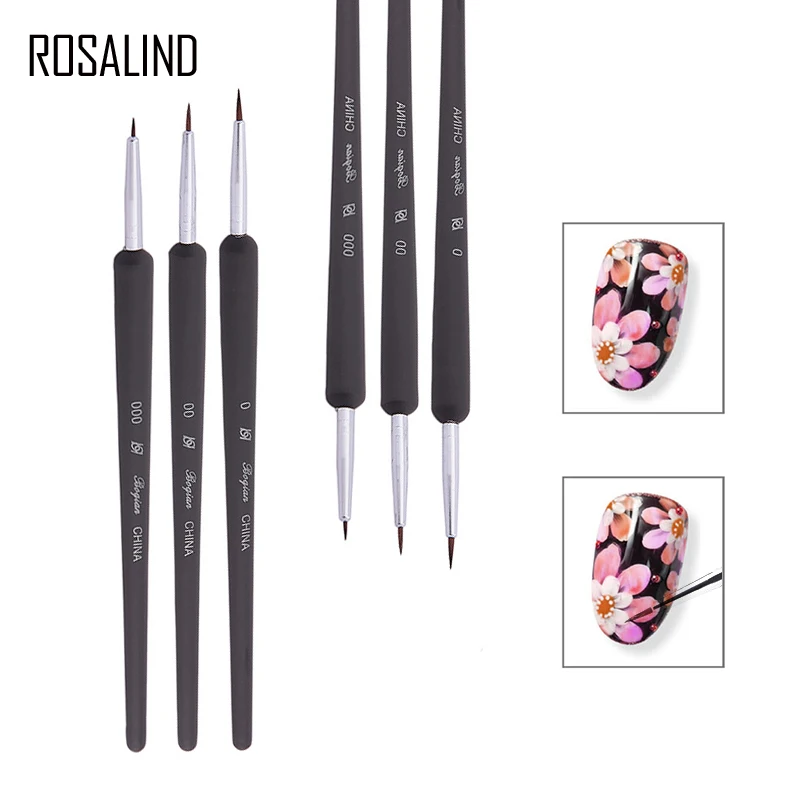 

ROSALIND 3PCS Nail Art Tool Dotting Pen Colorful Pattern Drawing UV Gel Liner Polish Nails Manicure Painting Tool