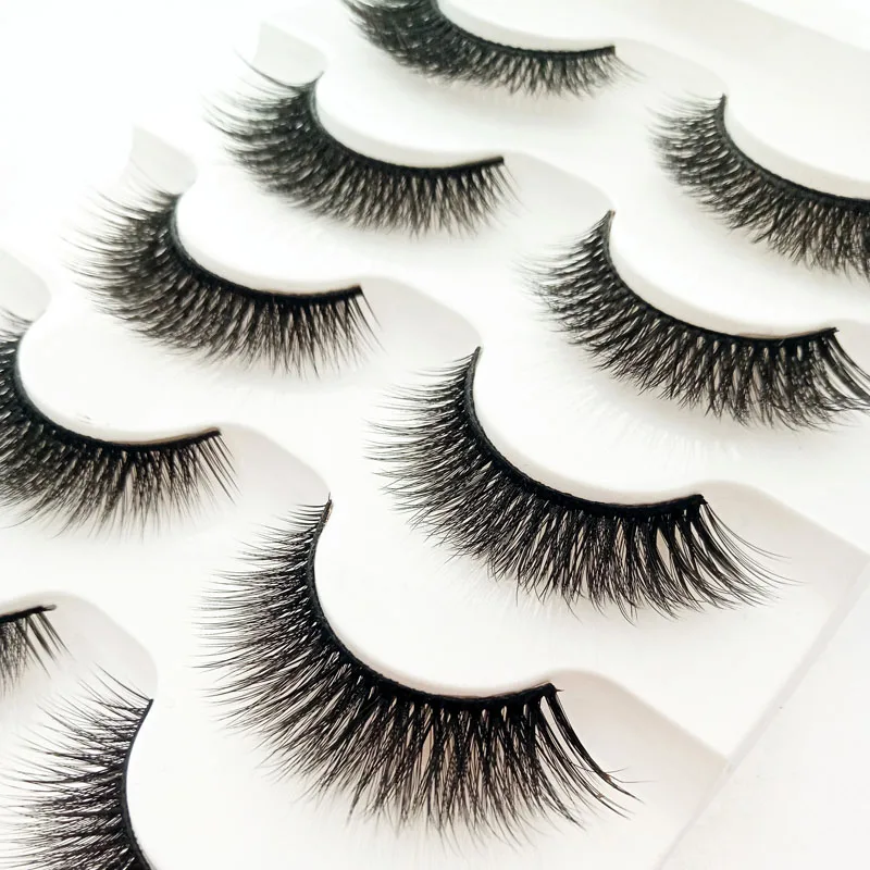 

NEW 5pair 3D Faux Mink Hair Soft False Eyelashes Fluffy Wispy Thick Lashes Handmade Soft Eye Makeup Extension Tools