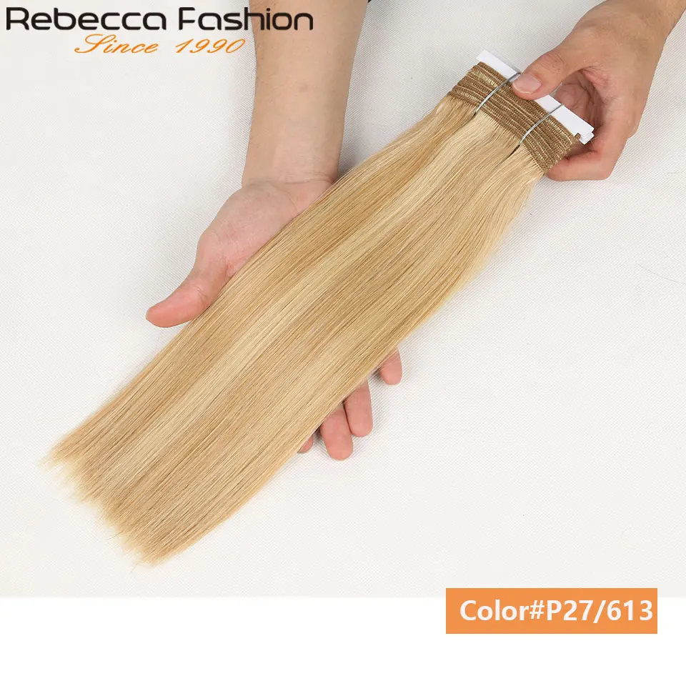 Feixes de Cabelo Humano em Linha Extensões de Cabelo Rebecca Pré-colorido Brasileiro Reta Ombre Loira Cor Remy 113 Gramas 1 pc P10 - 16 P27 613 5 High Quality Apliques e perucas
