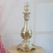 Европейская сельская Золотая Роза из полимерной смолы настольная лампа база+ 2x0. 75mm2 белый кабель с выключателем+ E27 патрон для настольной или настольной лампы