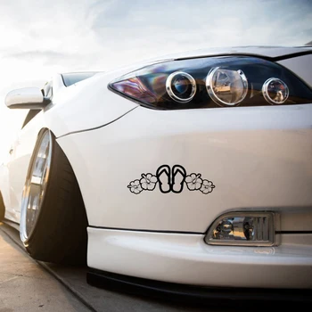 

16*5.4cm Beautiful Flip Flops Hibiscus Flower Hawaiian sticker window car Decals Vinyl Decals Car Accessories