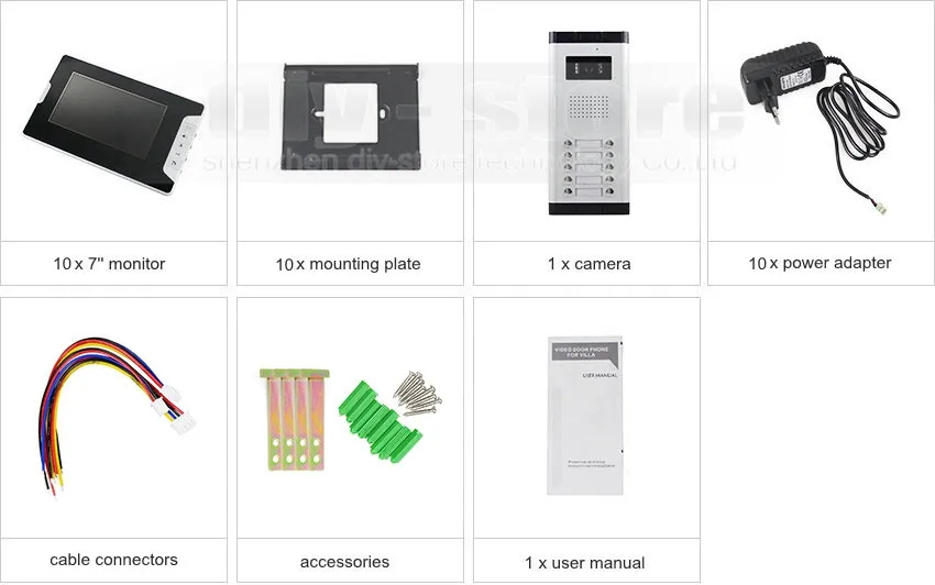 Diysecur качество 7 "4-проводной Квартира видео-телефон двери аудио и видео домофон Системы ИК Камера для 10 семей