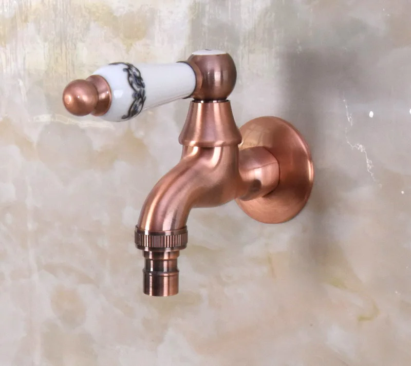

Antique Red Copper Ceramic Handle Washing Machine Faucet Wall Mounted Outdoor Faucet Laundry Sink Cold Water Tap Bav305