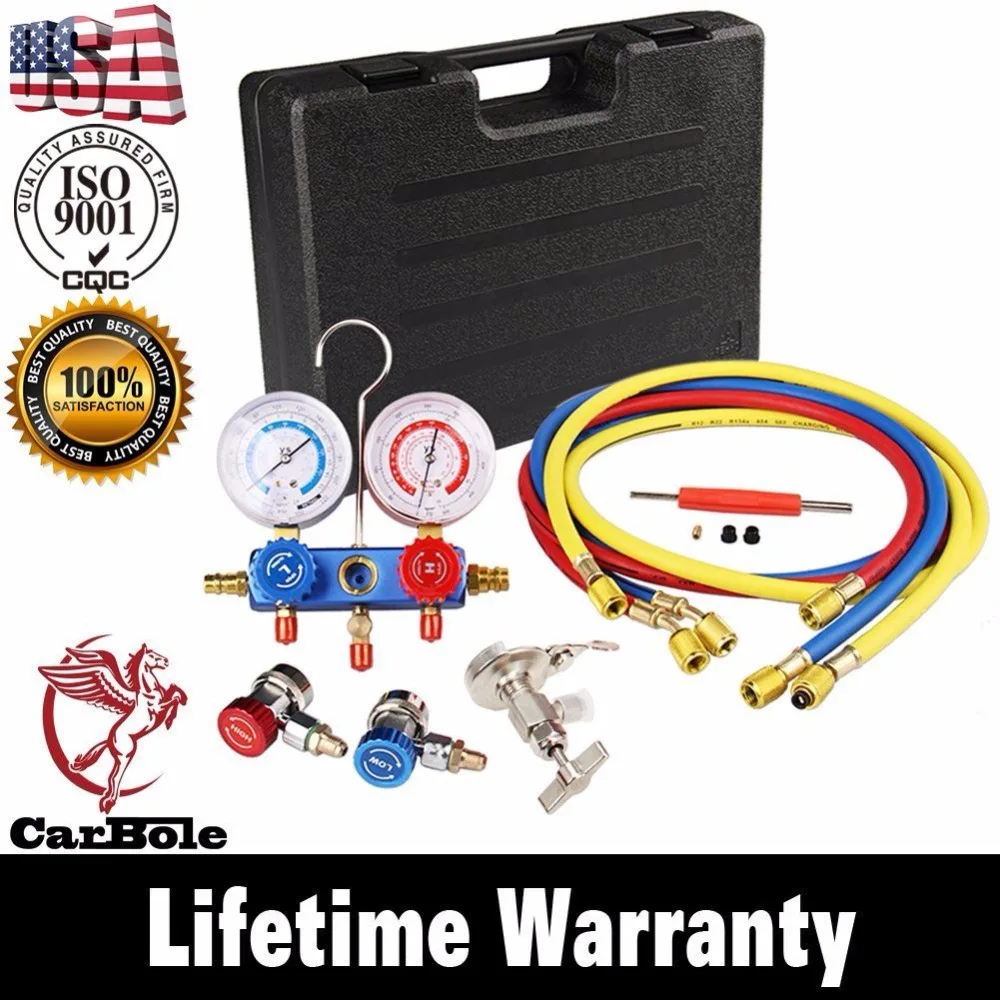 Sale Shop== CARBOLE R134A HVAC A/C Refrigeration Kit AC Manifold Gauge Set Auto service Kit