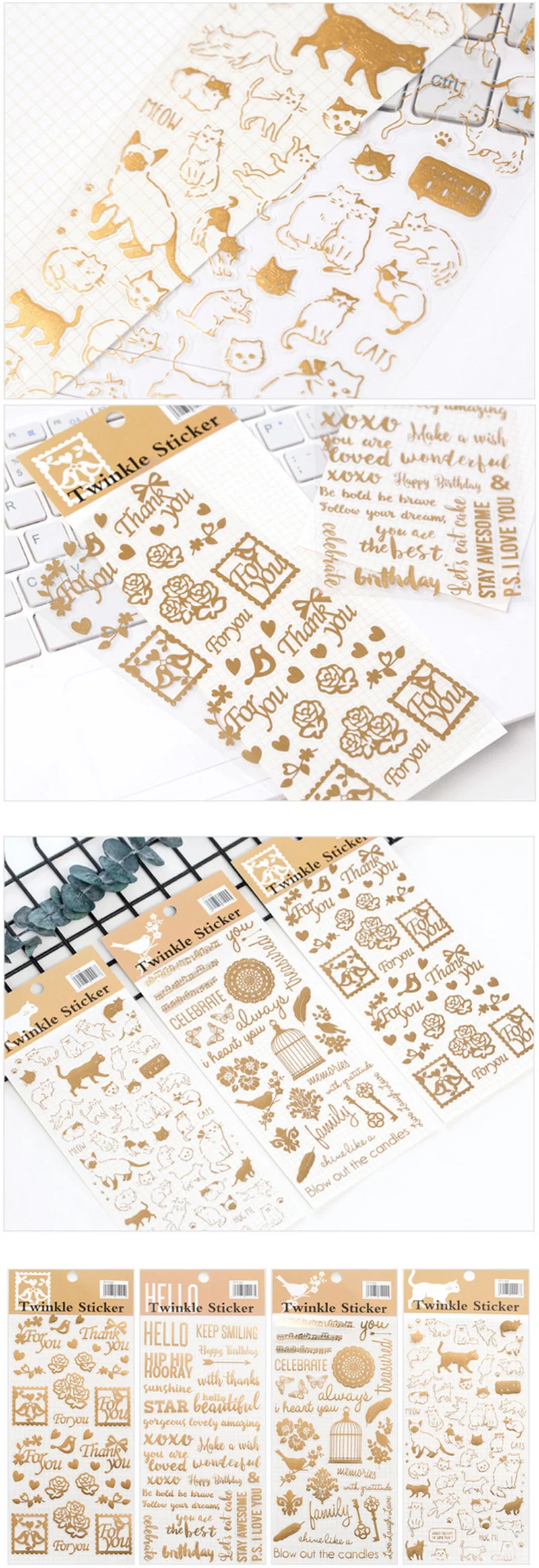 Винтажные золотые животные бумажные наклейки посылка DIY Дневник украшения наклейки альбом Скрапбукинг