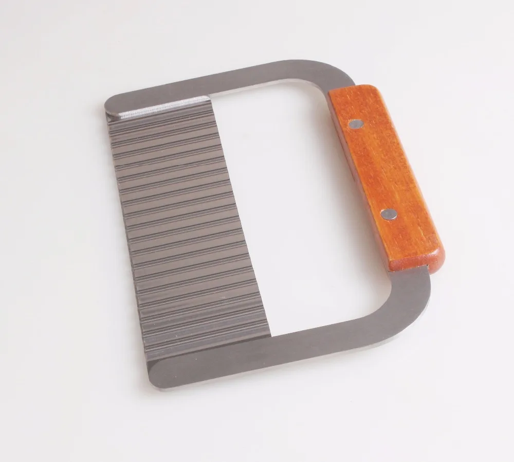 stainless steel wany crinkle salad chopping cutter knife with wooden