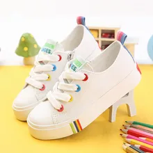 Enfants Shoes Pour Fille Enfants toile shoes garçons Bonbons couleur lacets 2017 Printemps Automne blanc sneakers enfants unique shoes filles