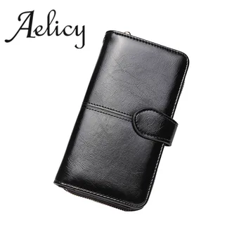 

Aelicy Luxury Retro oil wax leather Vintage Wallet Solid Wallet Women Portefeuille Femme Carteira Feminina Billetera Mujer