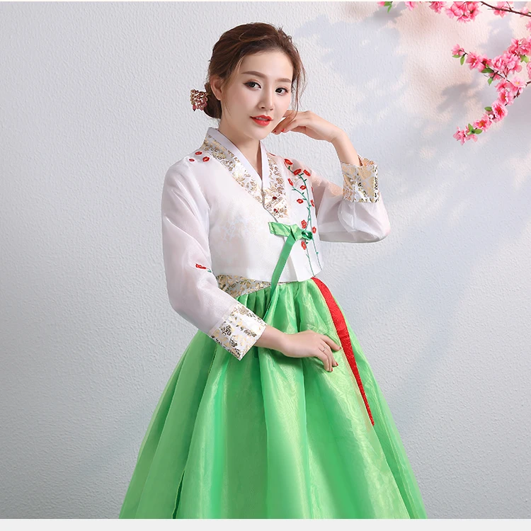 Корейская традиционная Женская одежда вечернее платье Национальный, этнический стиль танцевальная одежда винтажный вышитый ханбок Азиатский костюм