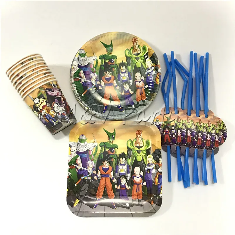 

40pcs/lot Dragon Ball Theme Disposable Tableware Set Paper Plate Cup Birthday Baby Shower Party Tableware Supplies Decorations